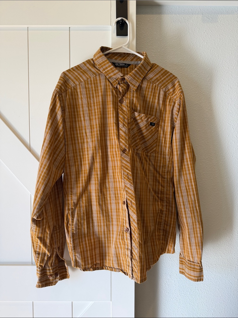 Arc'teryx Men's Mustard Orange Plaid Button-Down Shirt